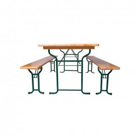 Ensemble brasserie 220x80 cm, table extérieure avec sièges, en pin massif certifié, table de bistrot avec renforts d'angle.